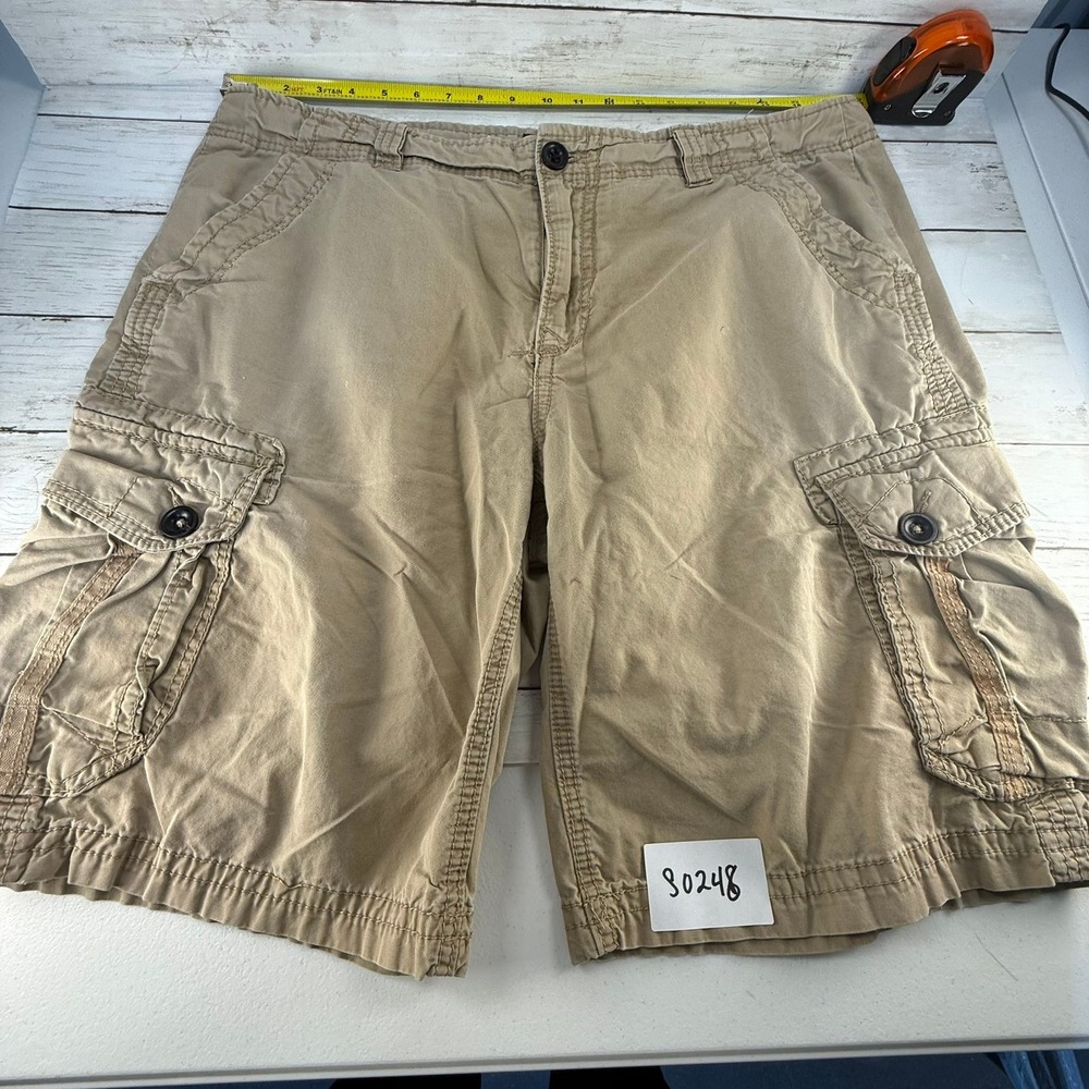 Union Bay Mens Cargo Shorts Size 38 Tan Khaki Cotton Twill Multi Pocket Casual